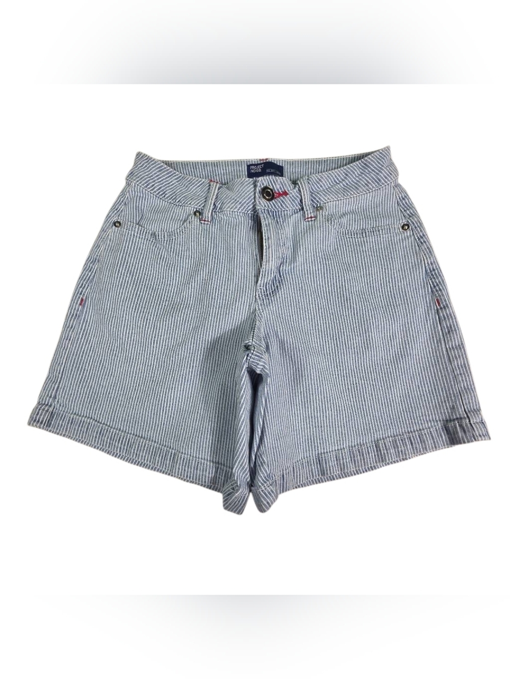 Project Indigo Blue White Striped Denim Mom Shorts Size 3